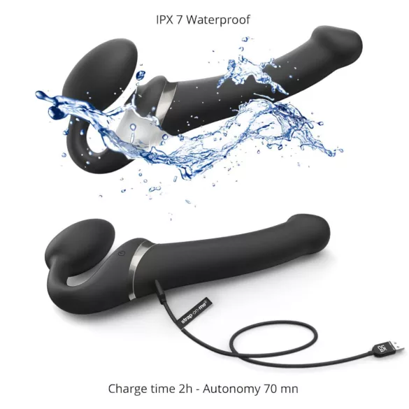 Strap-on luftbølger svart vibrator M