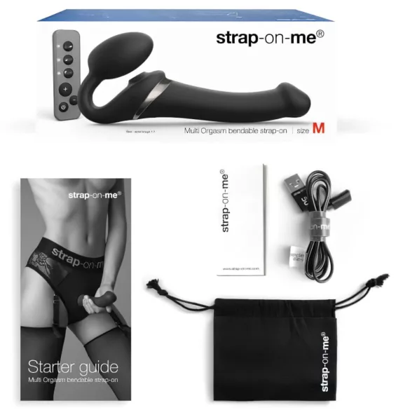 Strap-on luftbølger svart vibrator M