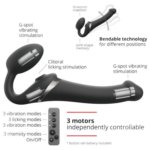 Strap-on luftbølger svart vibrator M