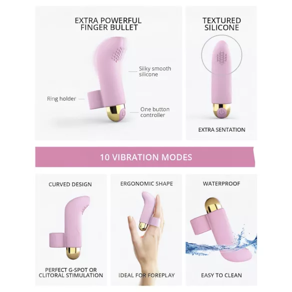 Love to Love Touch Me - oppladbar finger vibrator (rosa)