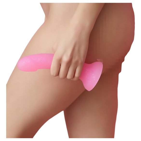 Dildolls Glitzy - silikon dildo med sugekopp (rosa)