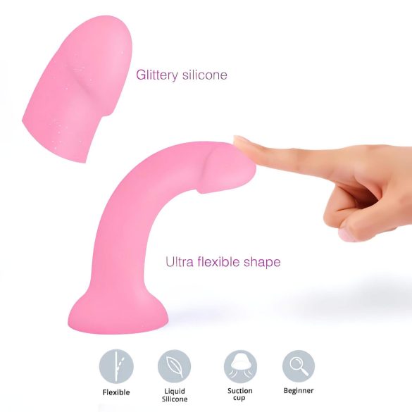 Dildolls Glitzy - silikon dildo med sugekopp (rosa)