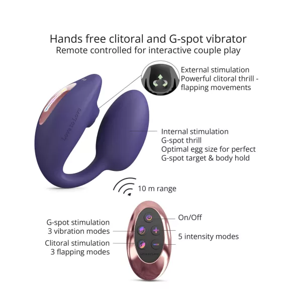 Love to Love Wonderlover - klitoris-lokkende G-punktvibrator (mørk lilla)