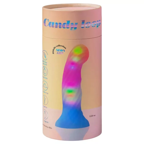 Love to Love Candy Loop - lysende LED-silikondildo (rosa-blå) - 16,9 cm