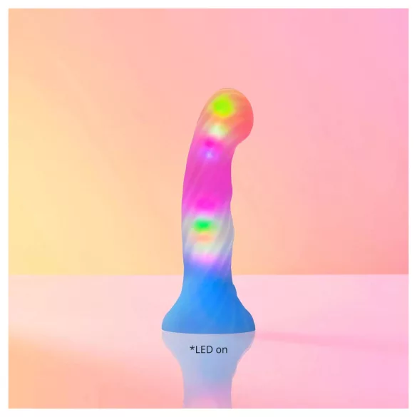 Love to Love Candy Loop - lysende LED-silikondildo (rosa-blå) - 16,9 cm