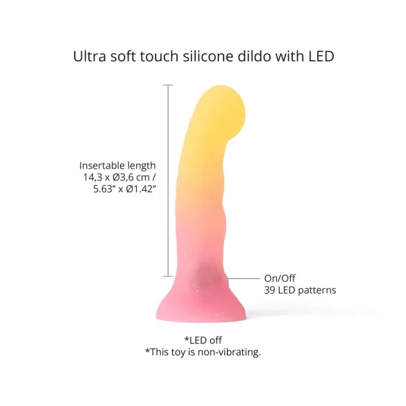 Love to Love Sugar Bomb - lysende LED-silikondildo (rosa-gul) - 16,9 cm