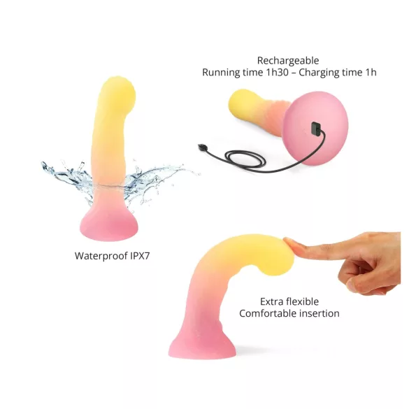 Love to Love Sugar Bomb - lysende LED-silikondildo (rosa-gul) - 16,9 cm