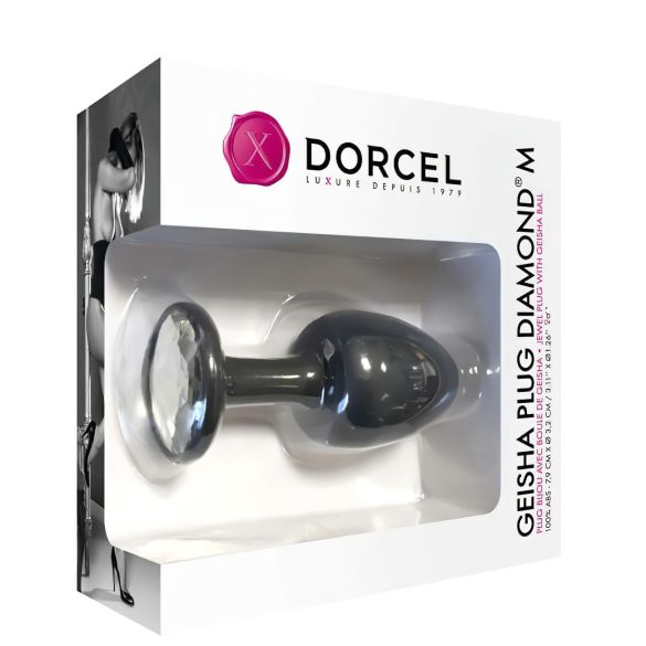 Dorcel Geisha Plug Diamond M - svart, analplugg med hvit stein