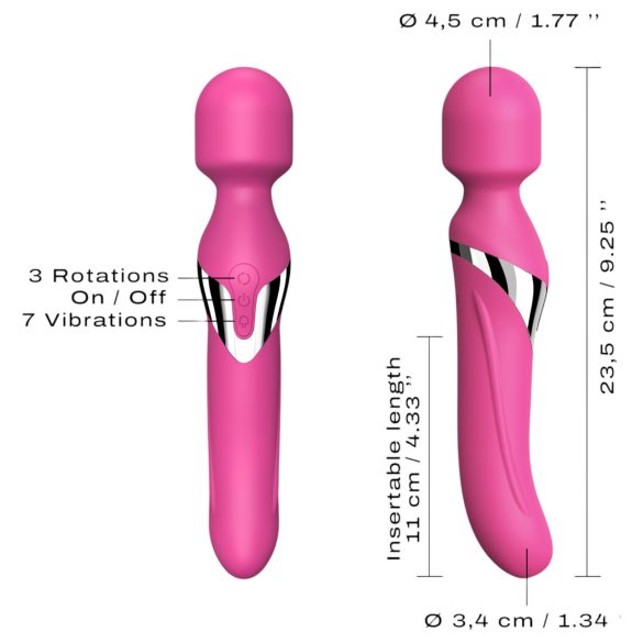 Dorcel Dobbel Orgasme - oppladbar 2-i-1 massasjevibrator (rosa)