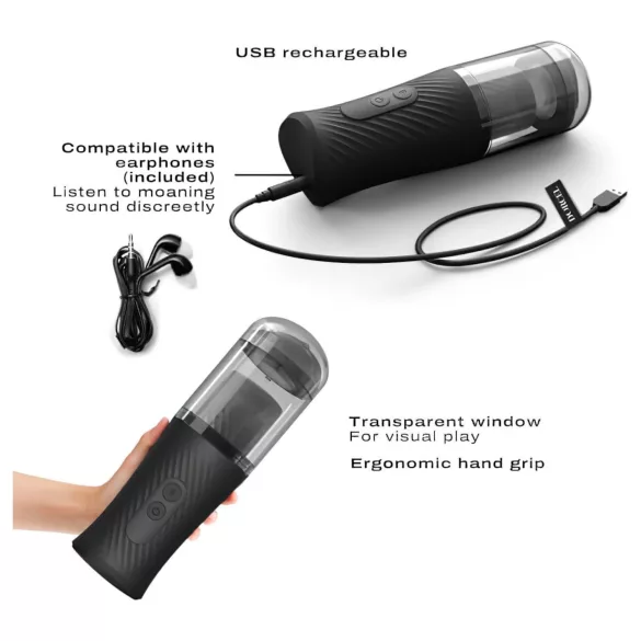 Dorcel Thrust Blow - oppladbar, støtende masturbator (svart)