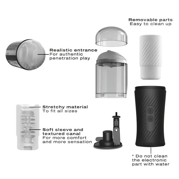 Dorcel Thrust Blow - oppladbar, støtende masturbator (svart)