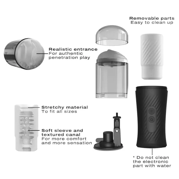 Dorcel Thrust Blow - oppladbar, støtende masturbator (svart)