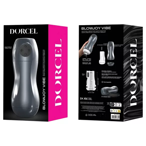 Dorcel Blowjoy Vibe - sugende og vibrerende oppladbar masturbator (grå)