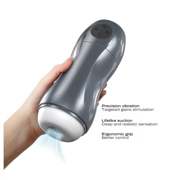 Dorcel Blowjoy Vibe - sugende og vibrerende oppladbar masturbator (grå)
