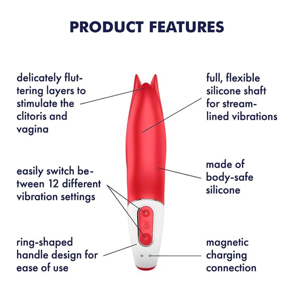 Satisfyer Power Flower - batteridrevet, vanntett vibrator (rød)