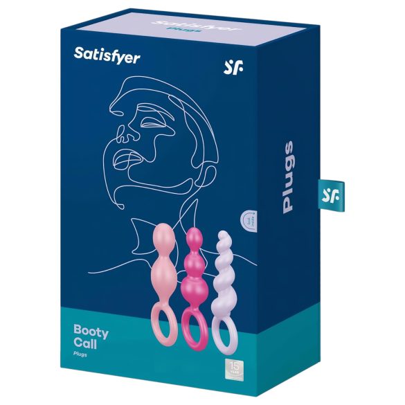 Satisfyer Booty Call - farget analplugg-sett (3 deler)