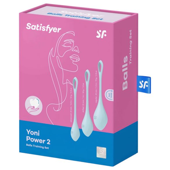 Satisfyer Yoni Power 2 - geishakulesett - blå (3 deler)
