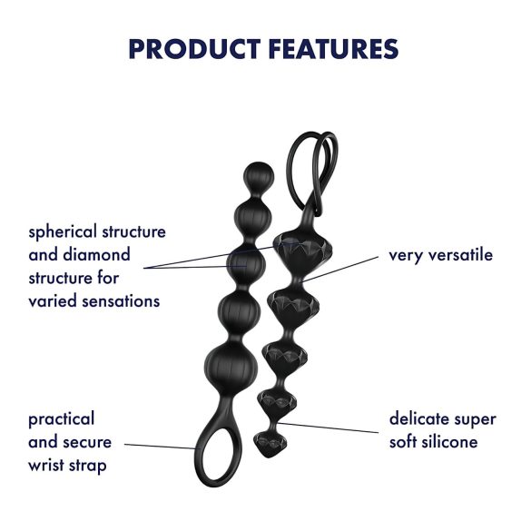 Satisfyer Love Beads - perlesett for anal stimulering (svart)