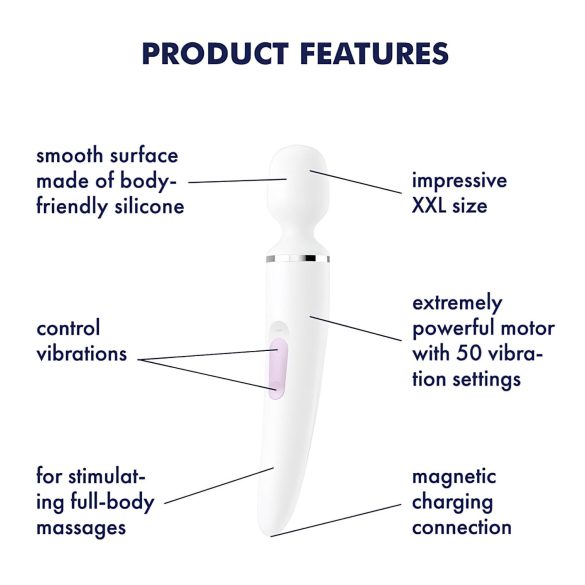 Satisfyer Wand-er Woman - vanntett massasjevibrator (hvit)