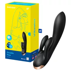   Satisfyer Double Flex - appstyrt vibrator med klitorisstimulator (svart)