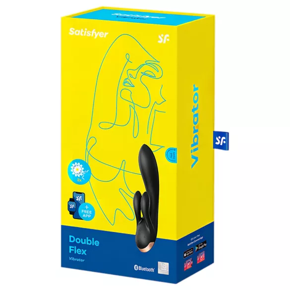 Satisfyer Double Flex - appstyrt vibrator med klitorisstimulator (svart)