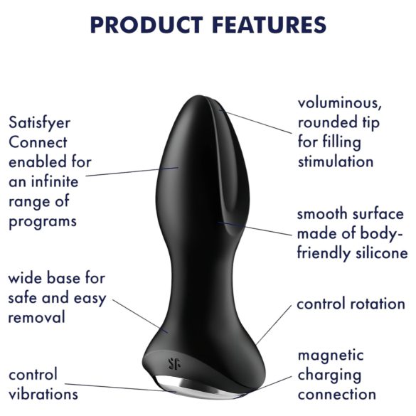 Satisfyer Rotator Plug 2 - perlet analvibrator (svart)