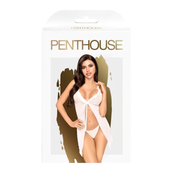 Penthouse After Sunset - Gjennomsiktig babydoll og stringtruse (hvit)