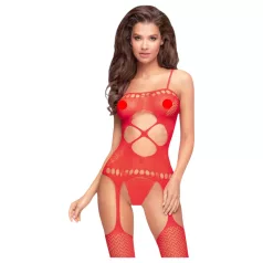   Penthouse Hot Nightfall - bølgete, åpen netting-sett (rød) - XL