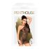 Penthouse Bombshell - glitrende, gjennomsiktig kjole og stringtruse (svart) - M/L