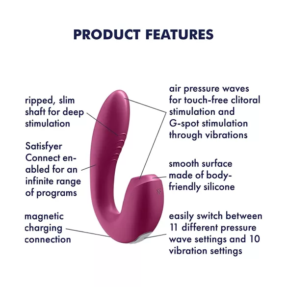 Satisfyer Sunray - oppladbar 2-i-1 luftbølgevibrator (rød)