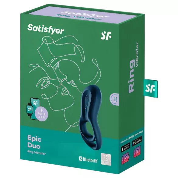Satisfyer Epic Duo - App-styrt vibrerende penisering for menn (svart)