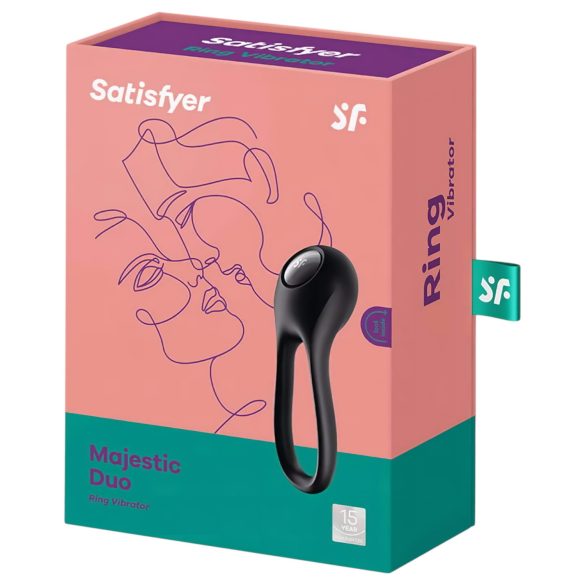 Satisfyer Majestic Duo - Oppladbar, vanntett penisring (svart)