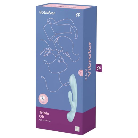Satisfyer Triple Oh - oppladbar klitorisvibrator med arm (blå)