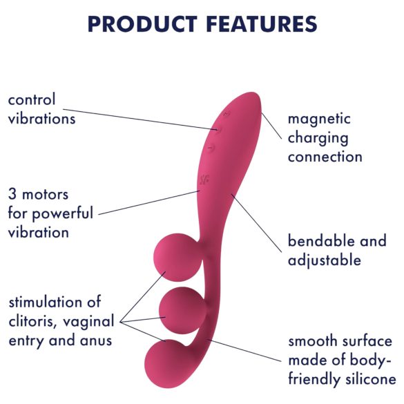 Satisfyer Tri Ball 1 - oppladbar, multifunksjonell vibrator (rød)