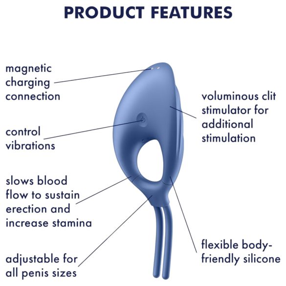 Satisfyer Swordsman - oppladbar, vibrerende penisring (blå)
