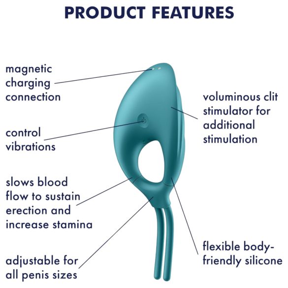 Satisfyer Swordsman - oppladbar vibrasjonsring for menn (grønn)