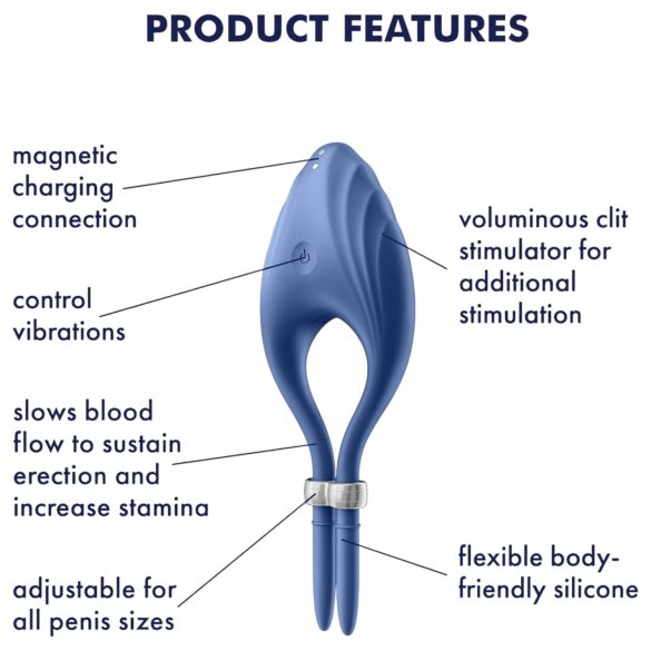 Satisfyer Duelist - oppladbar vibrasjonsring for penis (blå)