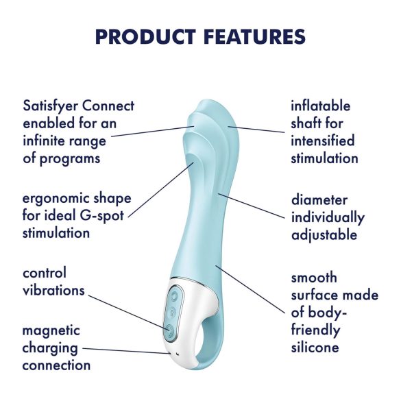 Satisfyer Air Pump Vibrator 5 - smart oppblåsbar vibrator (blå)