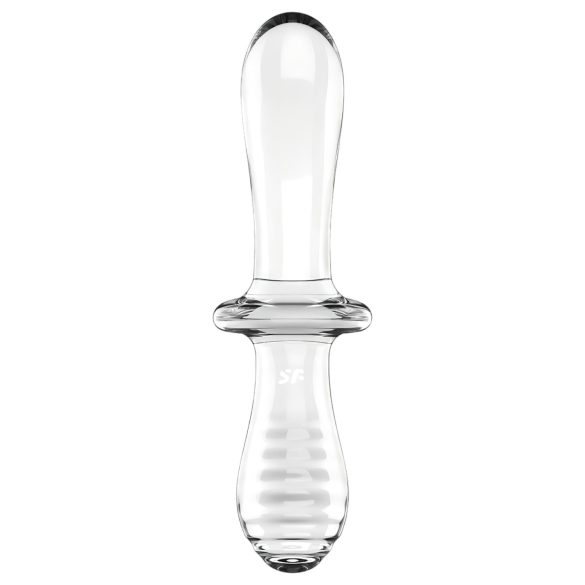 Satisfyer Double Crystal - tosidig glassdildo (gjennomsiktig)