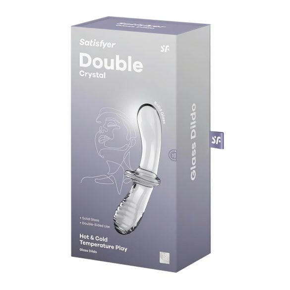Satisfyer Double Crystal - tosidig glassdildo (gjennomsiktig)