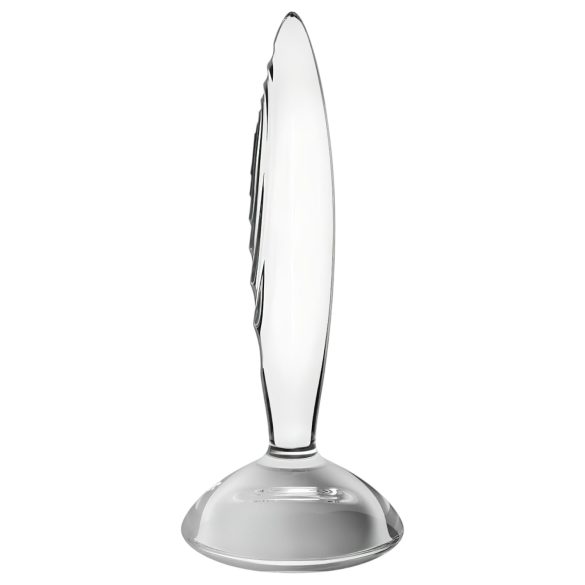 Satisfyer Sparkling Crystal - ribbet glassdildo (gjennomsiktig)