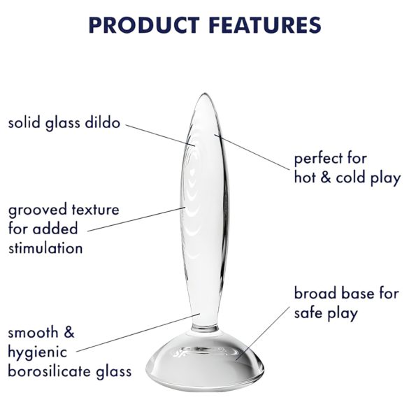 Satisfyer Sparkling Crystal - ribbet glassdildo (gjennomsiktig)