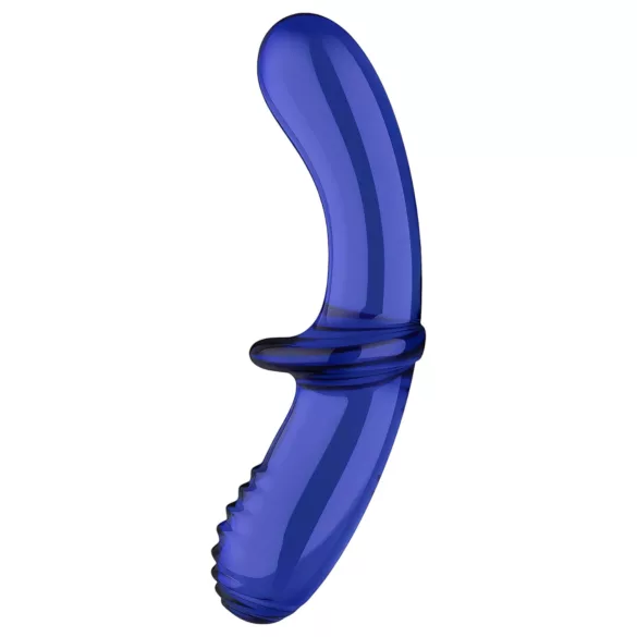 Satisfyer Double Crystal - tosidig glassdildo (blå)