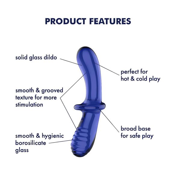 Satisfyer Double Crystal - tosidig glassdildo (blå)