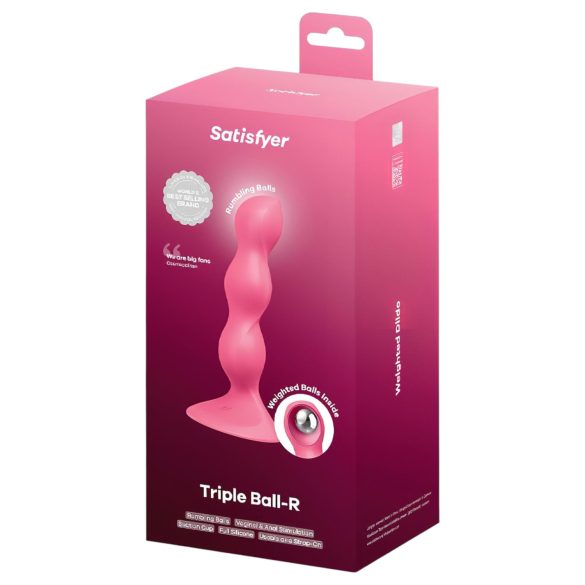 Satisfyer Triple Ball-R - perlevibrator for analt bruk (rød)