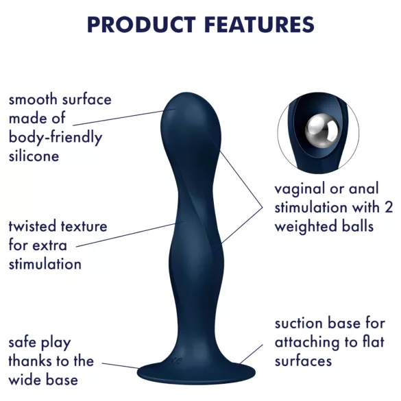 Satisfyer Double Ball-R - vektet dildo (blå)