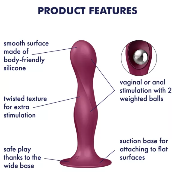 Satisfyer Double Ball-R - sugekoppvekter dildo (rød)