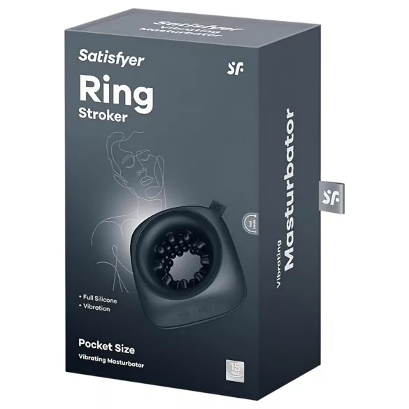 Satisfyer Ring Stroker - Oppladbar, vibrerende masturbator (svart)