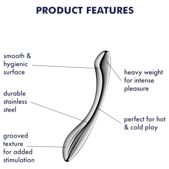 Satisfyer Pure Gravity 1 - ribbet ståldildo (sølv)