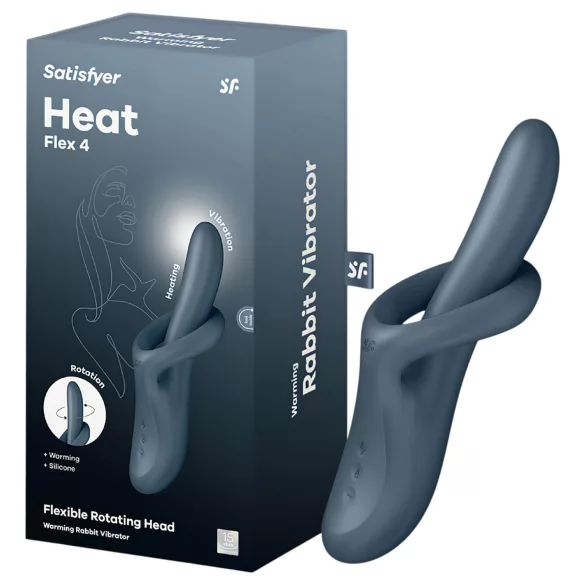 Satisfyer Heat Flex 4 - oppvarmbar vibrator med klitorisstimulator (grå)